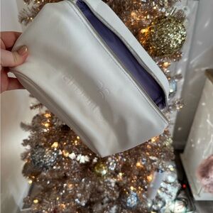 Arbonne White Cosmetic Bag with Purple Lining
